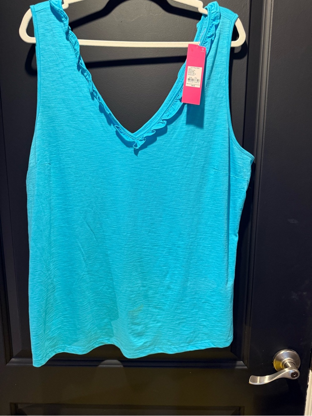 Lilly Pulitzer Turquoise Ruffle V-Neck Tank